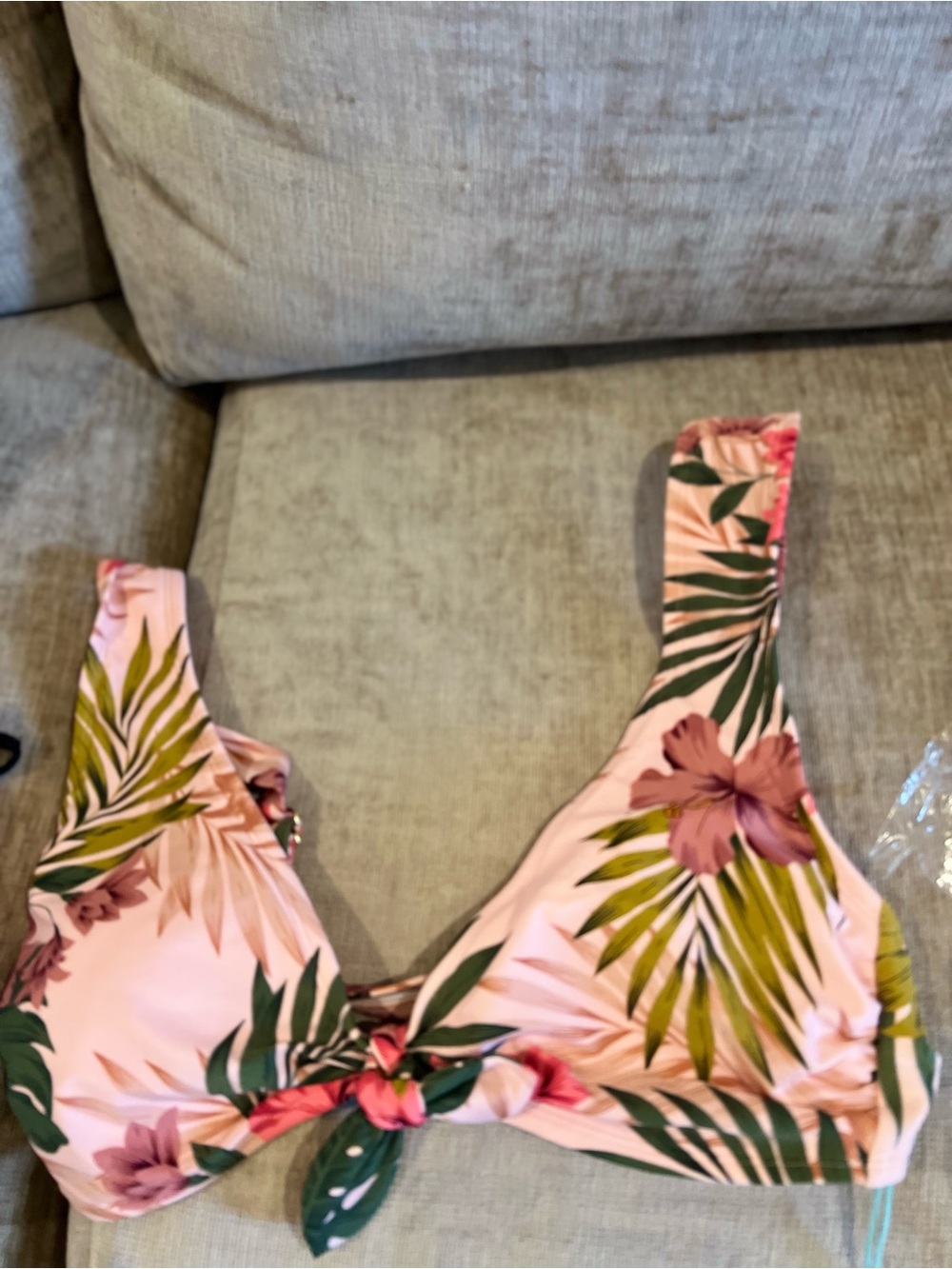 Pink Tropical Floral Bikini with Leaf Print